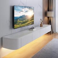 Moderni televizoriaus spintelė, 120-240 cm, moderni televizoriaus spintelė, televizoriaus spintelė svetainėje, tinkama svetainei ir miegamajam (balta/LED, 120 cm)