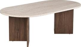 Modernus kavos staliukas 119 cm x 40 cm x 60 cm Travertino ir riešutmedžio spalvos | 100 % melaminu dengta medžio drožlių plokštė, 18 mm storio | Stilingas ir funkcionalus dizainas šiuolaikinėms gyvenamosioms erdvėms