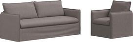 Modulares 2er Sofa Set Taupe Stoff mit Metallrahmen, 196 x 82 x 85 cm, für Wohnzimmer und Schlafzimmer