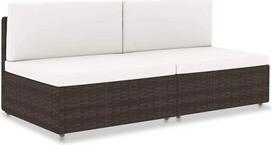 Modulares Mittelsofa Poly Rattan Schwarz PE Rattan Möbel Gartenmöbel Lauko sofa 2-TLG. Garten Lounge Set