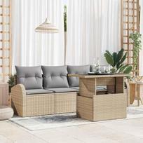 Modulinis sodo baldų komplektas "Beige 5teilig mit Zwei Mittel-Sitzen, Zwei Arm-Sofas und Tisch aus Sicherheitsglas in Poly Rattan