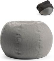 mokebo® Lauko pufas arba taburetė "Der Kugelige" su apsauginiu užvalkalu 60 x 45 cm, skirta balkonui ir sodui Apvali taburetė Grindų pagalvėlė Sėdynės pufas ir staliukas su EPS karoliukų užpildu, akmens pilkos spalvos
