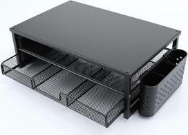 Monitorständer mit Schublade, Monitorständer, Monitor Erhöhung für Bildschirm und Laptop, Bürobedarf Organizer Aufbewahrung für Laptop,PC,Mac,Scanner Heim Büro (Schwarz)