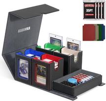 MTG kaladžių dėžutė su vado ekranu, "5-in-1" prekybinių kortelių laikymo dėžutė 400 dvigubų įmaučių kortelių, TCG/sporto kortelių kaladžių dėklas su 4 magnetiniais kortelių laikikliais, pasaulinis patentas