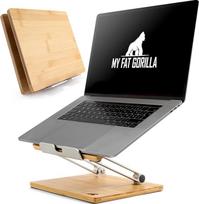 MY FAT GORILLA Bambukinis nešiojamojo kompiuterio stovas, reguliuojamo aukščio, ergonomiškas universalus nešiojamojo kompiuterio laikiklis, medinis, suderinamas su 10-16 colių, nešiojamojo kompiuterio stovas, nešiojamojo kompiuterio laikiklis, nešiojamojo