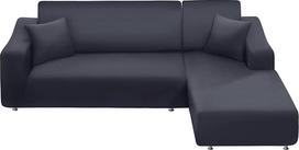 NAISI Sofos dangtelis L formos 2 dalių minkštas elastingas užvalkalas su 2 pagalvių užvalkalais Baldų apsauga Sekcinės sofos dangteliai 3 vietų + 3 vietų (tamsiai pilka)