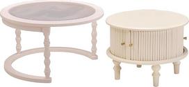 Nesting Couchtisch 2er Set mit Universalrollen Klein Weiß Couchtisch für Wohnzimmer Wohnung Balkon Büro Modernes & Vielseitiges Design