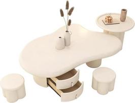 Nesting Couchtisch Set, Modernes Wellendesign Wohnzimmermöbel, Platzsparende Sofa Beistelltische für Schlafzimmer Balkon
