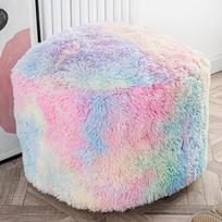 Neužpildyta Osmanų mažas dirbtinio kailio Footstool 20 x 12 colių pūkuotas kėdė apvalios Bean Bag grindų Bean Bag Footrest su saugojimo gyvenamasis kambarys miegamasis vaikų kambarys spalvinga