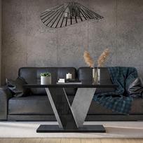 NEVI MINI Elegantiškas šoninis staliukas 110 x 70 cm stačiakampio formos sofos staliukas blizgus betono išvaizdos juodos spalvos