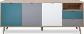 Newfurn Jona.Seven Sonoma ąžuolinė spinta - 180 x 71 x 40 cm (plotis x aukštis x gylis) - aukštų lentynų spinta skandinaviško dizaino - svetainė, miegamasis, prieškambaris, valgomasis
