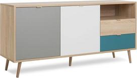 Newfurn Jona.Three Sonoma ąžuolinė spinta - 150 x 68 x 40 cm (plotis x aukštis x gylis) - aukštų lentynų spinta Skandinaviško dizaino - svetainė Miegamasis Miegamasis Prieškambaris Valgomasis