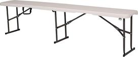 Pagrindinis šaltinis Sulankstomasis suolas Camping Party Picnic BBQ Garden Indoor Outdoor Metal Frame White 6ft