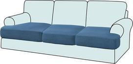 Pakuotė iš 2 tempimo T formos pagalvėlių sofos užvalkalų, skirtų 2 pagalvėlėms, sofai, sėdynių pagalvėlių dangteliams (3, dulkių mėlyna)