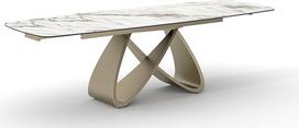 PAZZO DESIGN "Zeno" išskleidžiamas stalas, Calacatta marmuro keraminio stiklo stalviršis, auksinės kojos, virtuvė ir svetainė, keramika, 180 x 90 x 76 cm - id_2300