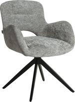 Pilka valgomojo kėdė, pasukama minkšta kėdė, valgomasis, 84 x 62 x 64 cm, aksominė kėdė su porankiu, valgomasis, minkštos ir ergonomiškos formos virtuvės kėdės, skirtos svetainei, biurui
