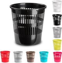 PLASTIFIC 10L apvali šiukšlių dėžė su atviru dangčiu Virtuvės biuras Juodas plastikas