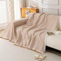 Pledas Sofa Throw Blanket, Sofa Throw Blanket Couch Throw Reversible Couch Blanket Throw with Tassels Sofa Blanket 1 2 3 4 Seater Couch Blanket Armchair Blanket Sofa Cover (Khak-Coloured, 180 x