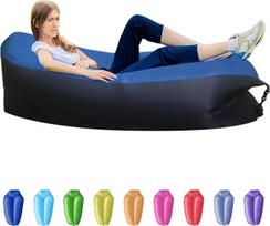 Pripučiama sofa Neperšlampama oro sofa Neperšlampamas oro gultas su nešiojamuoju paketu Oro lova Nešiojamas tingus gultas stovyklavietei, paplūdimiui, parkui, paplūdimiui Tamsiai mėlyna