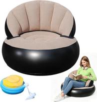 Pripučiama sofa, pripučiama kėdė, oro sofa, stovyklavimo sofa, nešiojamasis Flocking Bean Bag, pripučiama sofa su Flocked paviršiumi lauke, patalpoje, stovyklavietėje, paplūdimyje, gyvenamajame kambaryje (chaki)