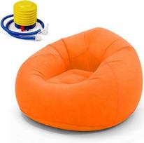 Pritaikyta sofa ir sėdmaišis, Sitzsack aufblasbar - Komfortables Klappsofa für Wohnzimmer, Camping & Garten, Schnell Aufblasbar & Waschbar, Einzelsessel für Entspannung & Freizeit (Orange) | Atmungsaktives