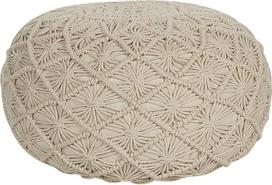 Pufas Medvilninis medvilninis smėlio spalvos pintas makrame apvalus skersmuo 50 cm megzta taburetė Boho Berkane