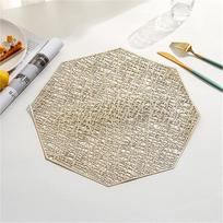 PVC apvali tuščiavidurė stalo pagalvėlė, PVC padėkliukai, 6 vnt., 38 x 38 cm, įvairiaspalviai (aukso spalvos)