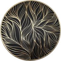 PVC kilimėliai, 2 vnt., apvalūs, metalinio lapo rašto, karščiui atsparūs kilimėliai virtuvei, valgomajam stalui, viešbučiui, kilimėliai, 38 x 38 cm, juodai auksiniai