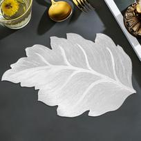 PVC plaunamos kilimėlių servetėlės, 6 vnt., prabangių lapų rašto kilimėlių, virtuvės kilimėliai valgomajam stalui, sidabrinės spalvos, 32 x 50 cm