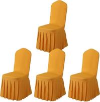 Qubjus Kėdžių dangteliai su sijonu "Parsons" kėdės Slipcover Stretch Spandex Valgomojo kambario kėdžių dangteliai, skirti vestuvių ceremonijai, 6 vienetai (oranžinė, 6 vnt.)