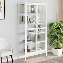 Rafinuota balta vitrina 90 x 40 x 180 cm Plienas ir grūdintas stiklas