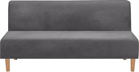 Rankų be rankų Futon sofos lovos dangtis - didelis tempimo minkštas aksomas sulankstomos sofos sėdynės dangteliai Rankų be rankų sofos lova Slipcover sofos sofos apsauga tinka 2-3 vietų sulankstoma sofa lova (pilka)