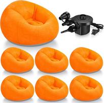 Realspring Bean Bag kėdės Suaugusiųjų pripučiamos kėdės su elektrine oro pompa Pripučiama kėdė Sulankstomas nešiojamas pripučiamas sofa Skaitymas Gyvenamasis kambarys Kempingas Oranžinė 6
