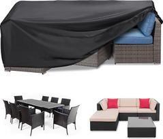 RICHIE Sodo baldų dangtelis Neperšlampamas 420D Oxford audinys Stačiakampio formos 280 x 204 x 90 cm sodo staltiesės Patio stalo dangtelis Neperšlampamas Anti-UV baldų dangtelis baldų komplektams