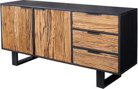 riess-ambiente.de "Barracuda" medžio masyvo komoda, 150 cm, tikmedžio mango, juodas metalas, perdirbta, komoda, stalčius, komoda, svetainė, miegamasis