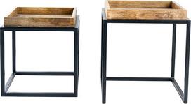 riess-ambiente.de Pramoniniai staliukai 2 SERVITEUR 45 cm natūralaus mango medžio metalinis kavos staliukas