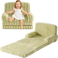 ROBUD vaikiška sofa "2-in-1" sulankstoma sofa ir čiužinys - sulankstoma vaikiška sofa su nuimamu užvalkalu, laikymo krepšiu ir rankena - žalia