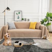 ROOMLIFE Chenille Sofa apima Minimalistinis stilius 3-4 pagalvėlės Couch Recliner Multifunctional Sofa Slipcovers Couch Cover for Dogs Pet Couch Protector 71x150 Inch Light Brown