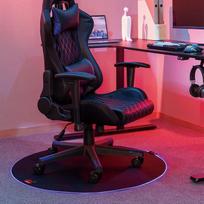 RS171 Žaidimų kėdės kilimėlis su RGB foniniu apšvietimu, skersmuo 100 cm, grindų apsauga, grindų apsaugos kilimėlis, biuro kėdės paklotas, neslystantis paviršius