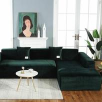 Sektionalsofabezüge, L-Form, super dehnbar, 1 Stück, Sofa-Schonbezug für 4-Sitzer, Sektional-Chaiselon-Schonbezug mit Bezügen für Haustiere und Kinder, Schwarzgrün