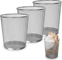 SENENQU 3 vnt. biuro metalinių šiukšliadėžių, 12 l, sidabrinis metalinis tinklelis, maža šiukšliadėžė, šiukšlių dėžė, biurui, stalui, miegamajam, vonios kambariui - 26,5 x 23,5 x 18,8 cm