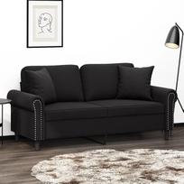 ShGaxin 3200950 2 vietų sofa su dekoratyvine pagalvėle, juoda, 140 cm, aksomas, poilsio sofa, sofos ir kušetės, poilsio sofa, svetainės sofa