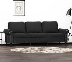 ShGaxin 359544 3-vietė sofa, juoda, 180 cm, aksomas, svetainės sofa, Sofos ir kušetės, Poilsio sofa, Svetainės sofa