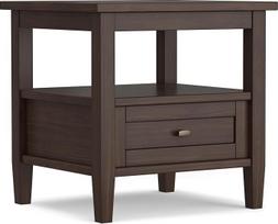 SIMPLIHOME "Shaker" stalas, pušies medienos kompozitas, šiltas riešutmedžio rudos spalvos, 20 colių