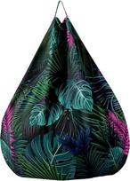 Sitzsack Bezug ohne Füllung für Kinder Erwachsene Sitzsackhülle Modernes Palmblatt Druck Abnehmbarer Waschbar Sitzsack Außenbezug Spielzeug Aufbewahrungstasche (Dunkelgrün.B,90x110cm)