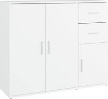 Šiuolaikinis bufetas Sideboard su 2 stalčiais ir 3 durelėmis Laisvai pastatoma saugojimo spintelė Vitrina Virtuvės valgomasis Gyvenamasis kambarys Biuras (balta)