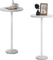 smusei mažas baltas staliukas, apvalus kavos staliukas su marmuro pagrindu, 32 cm, skirtas mažoms erdvėms, 32 cm, skirtas svetainei, miegamajam, baltas, 2 vnt.