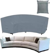 Sodo baldų dangteliai Lauko terasos išlenktas vandeniui atsparus sunkusis 420D Oxford audinys Pusmėnulio sofos komplektai Vėjui atspari UV apsauga Pilka 483x110x92cm