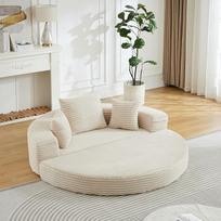 Sofa lova apvali sulankstoma, 2-in-1 grindų sofa su atlošu, be kaulų sofos sofa su pagalve, sofa lova su miego funkcija, sofa lova svetainė, miegamasis, laidas (smėlio spalvos)