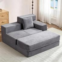 Sofa lova Miegamojo kėdė iš velveto Didelė sofa su miego funkcija, 135 x 152 x 80 cm Šezlongas Kėdė su miego funkcija Kampinė sofa svetainei ir miegamajam
